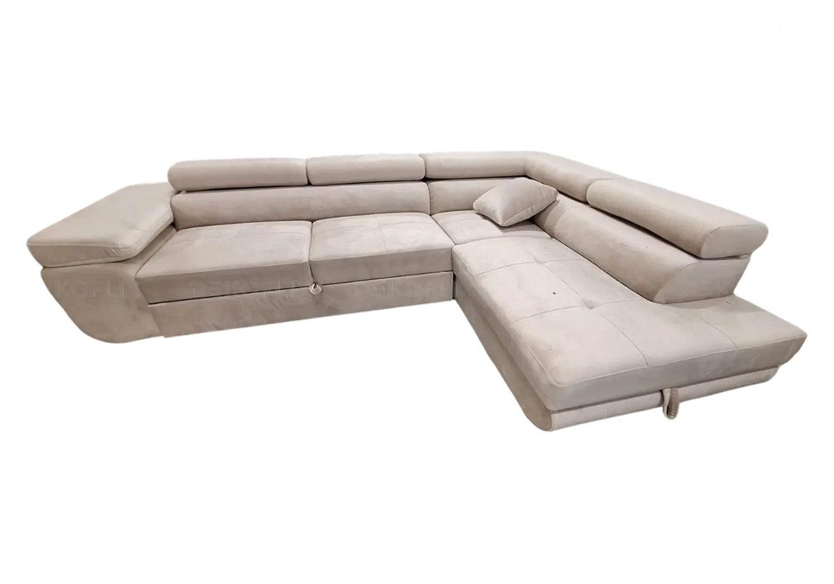 Canapé d'angle moderne convertible en beige | Aven