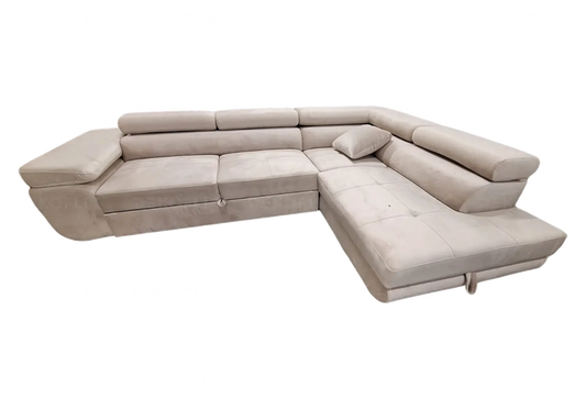 Canapé d'angle moderne convertible en beige | Aven