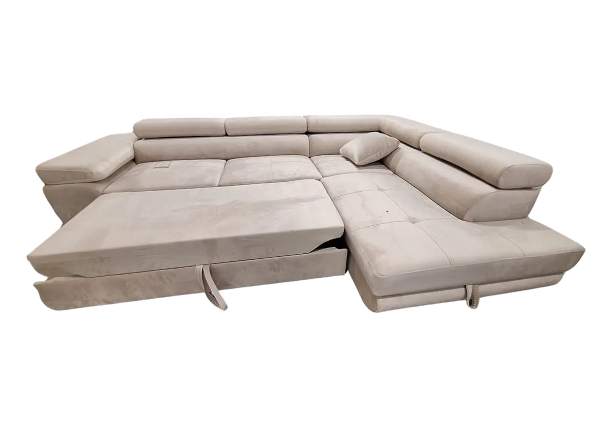 Canapé d'angle moderne convertible en beige | Aven