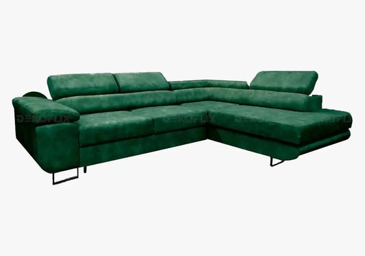 Canapé d'angle convertible en vert sapin | Aven