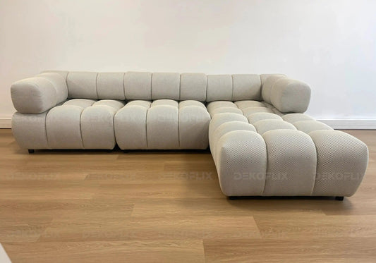 Canapé d'angle modulable tissu beige 285 cm | Zuvo