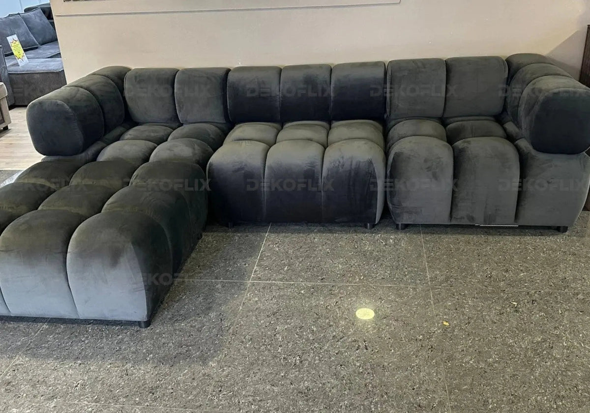 Canapé d'angle modulable en anthracite | Zuvo