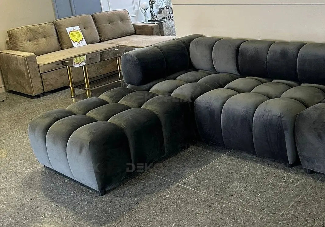 Canapé d'angle modulable en anthracite | Zuvo