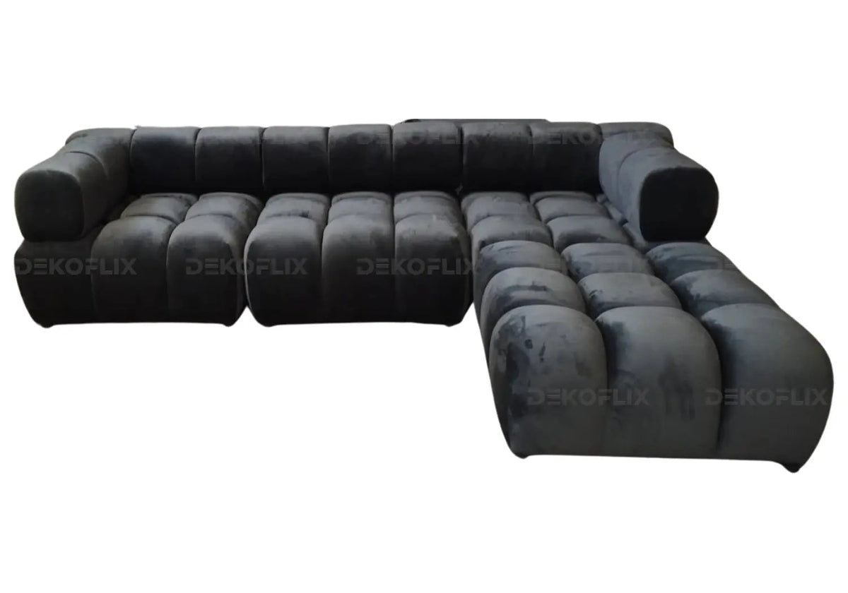 Canapé d'angle modulable en anthracite | Zuvo