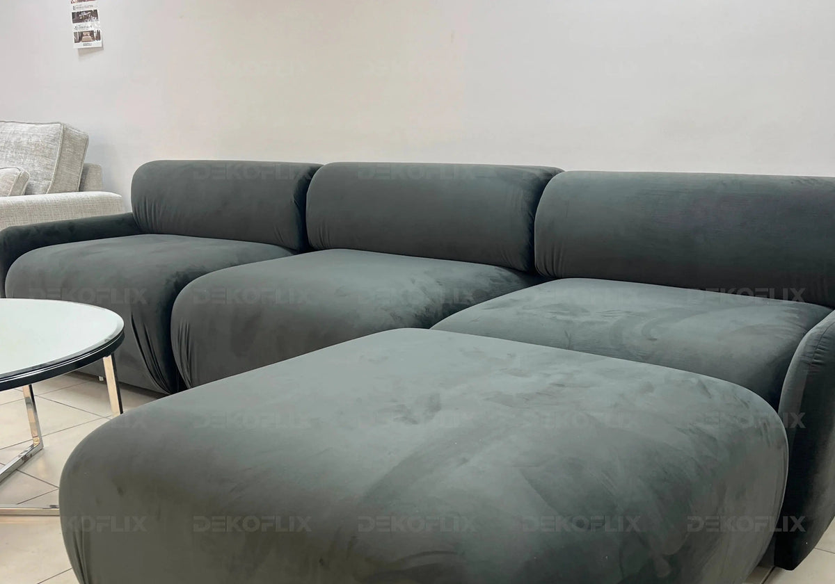 Canapé d'angle modulable en anthracite | Zuva