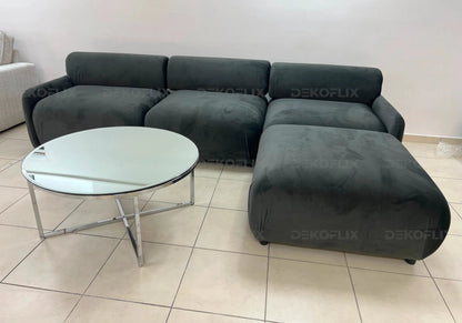 Canapé d'angle modulable en anthracite | Zuva