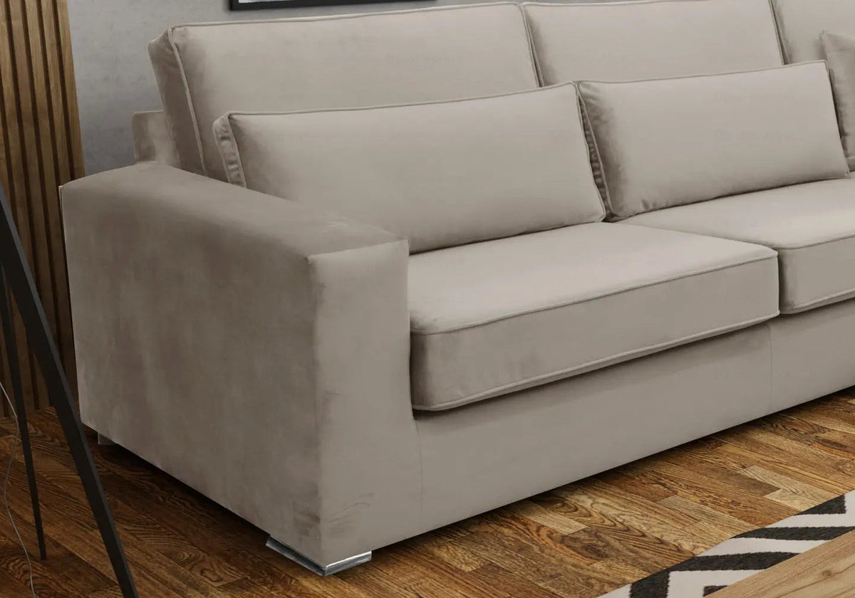 Grand canapé d'angle modulable en beige | Kroma