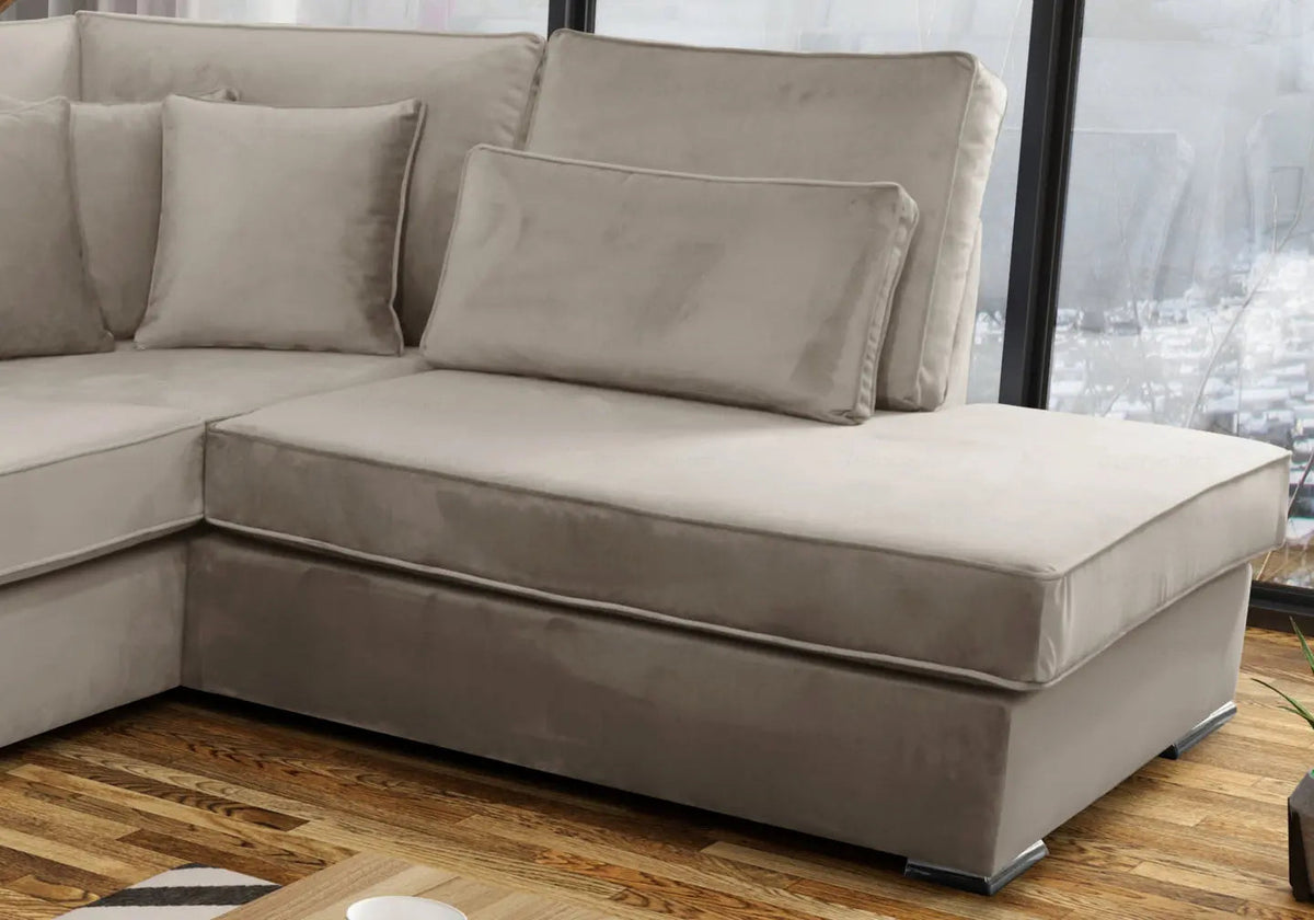 Grand canapé d'angle modulable en beige | Kroma