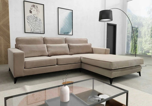 Canapé d'angle en beige pour salon moderne | Zyra