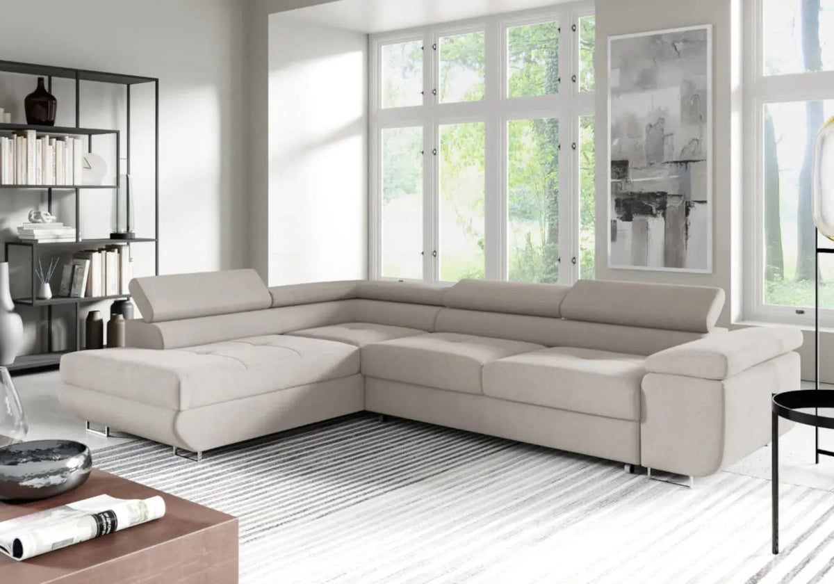 Canapé d'angle convertible en beige | Aven