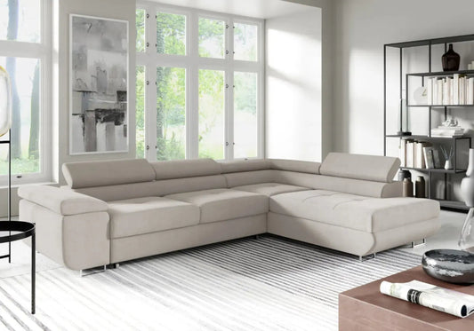 Canapé d'angle convertible en beige | Aven