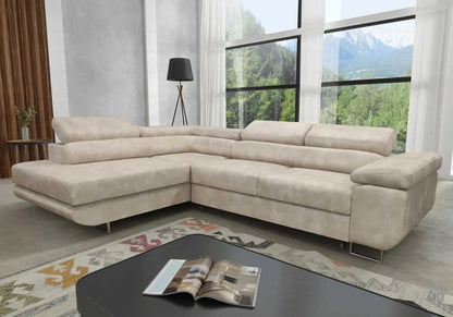Canapé d'angle convertible velours champagne | Aven