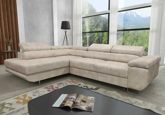 Canapé d'angle convertible velours champagne | Aven