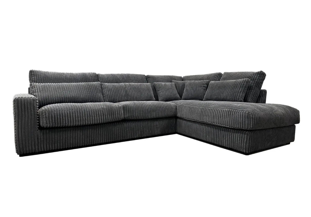 Canapé d'angle velours côtelé anthracite | Luma