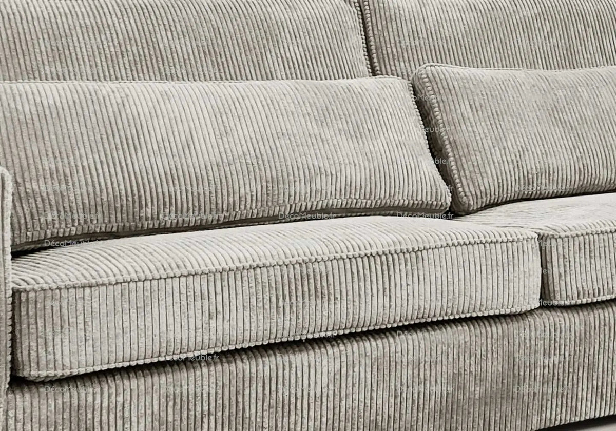 Canapé d'angle modulable velours côtelé écru | Kroma