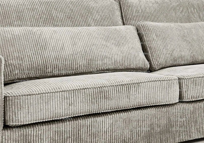 Canapé d'angle modulable velours côtelé écru | Kroma