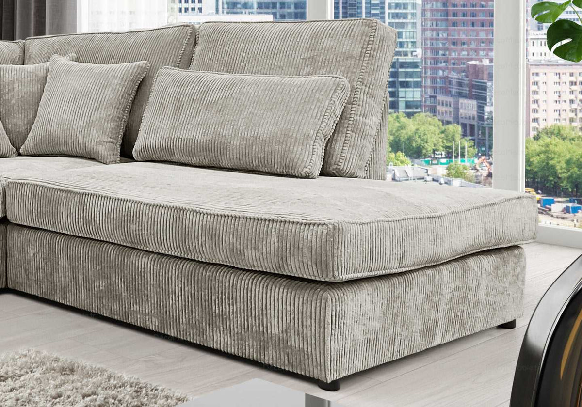 Canapé d'angle modulable velours côtelé écru | Kroma