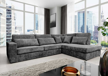 Canapé d'angle modulable velours côtelé gris | Kroma