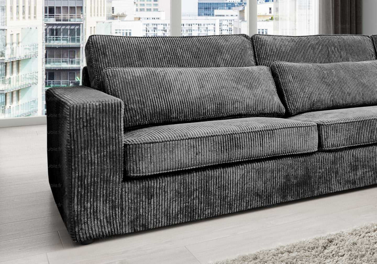 Canapé d'angle modulable velours côtelé gris | Kroma