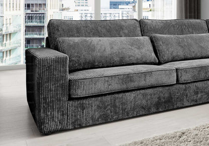 Canapé d'angle modulable velours côtelé gris | Kroma