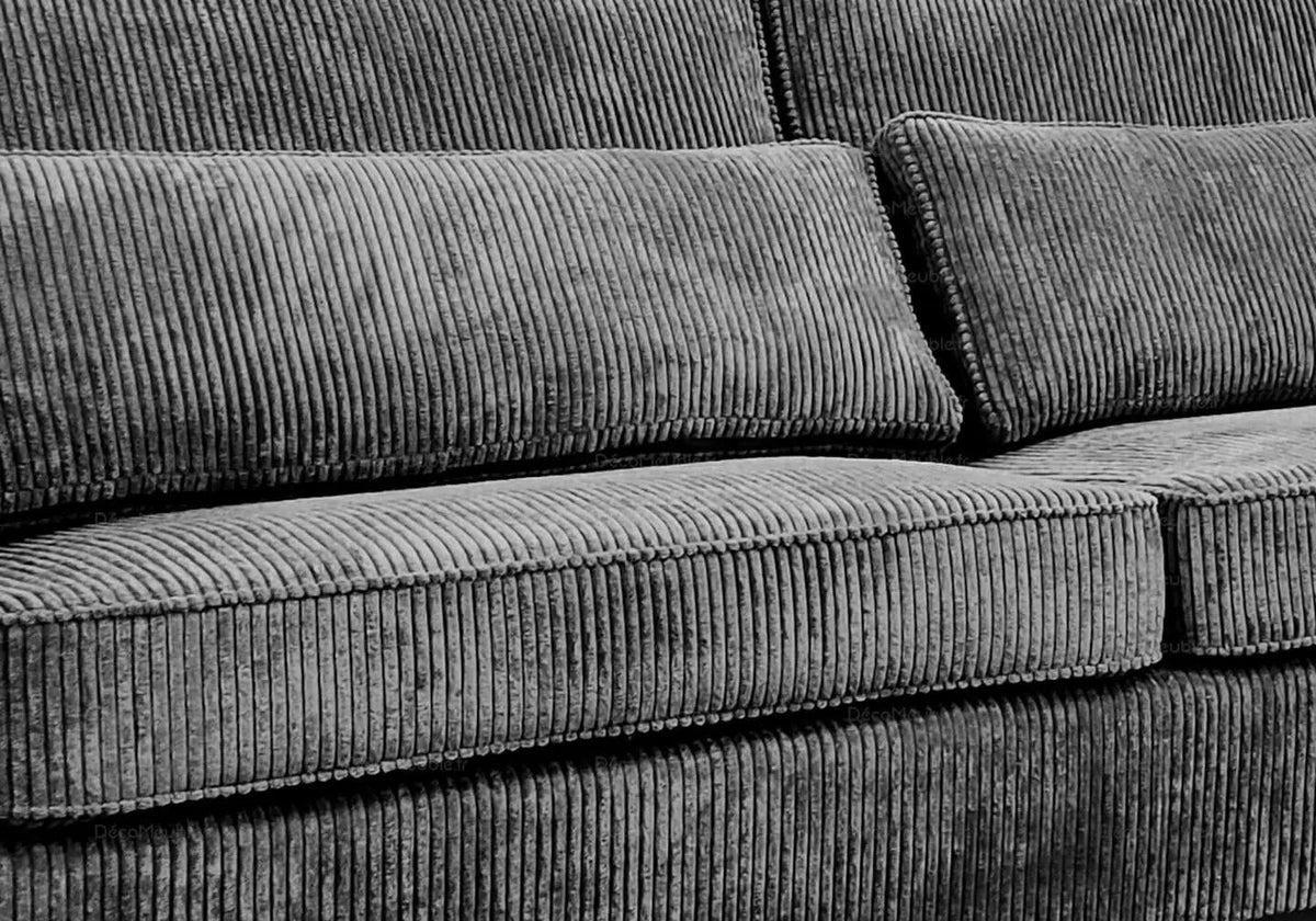 Canapé d'angle modulable velours côtelé gris | Kroma