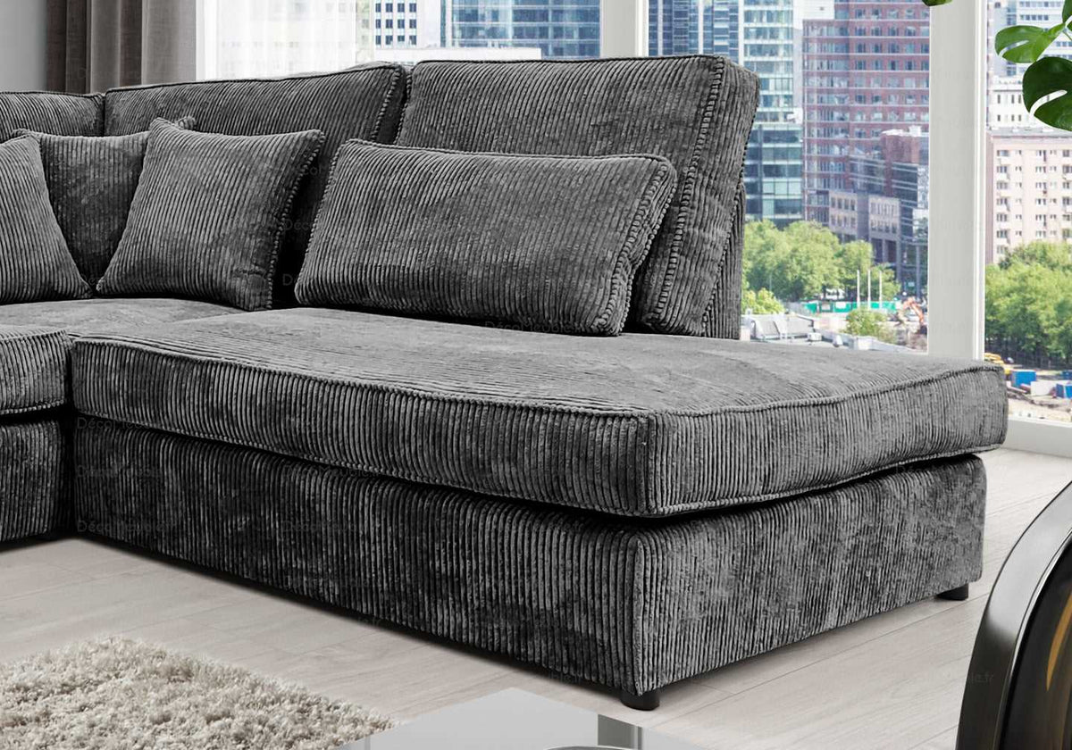 Canapé d'angle modulable velours côtelé gris | Kroma