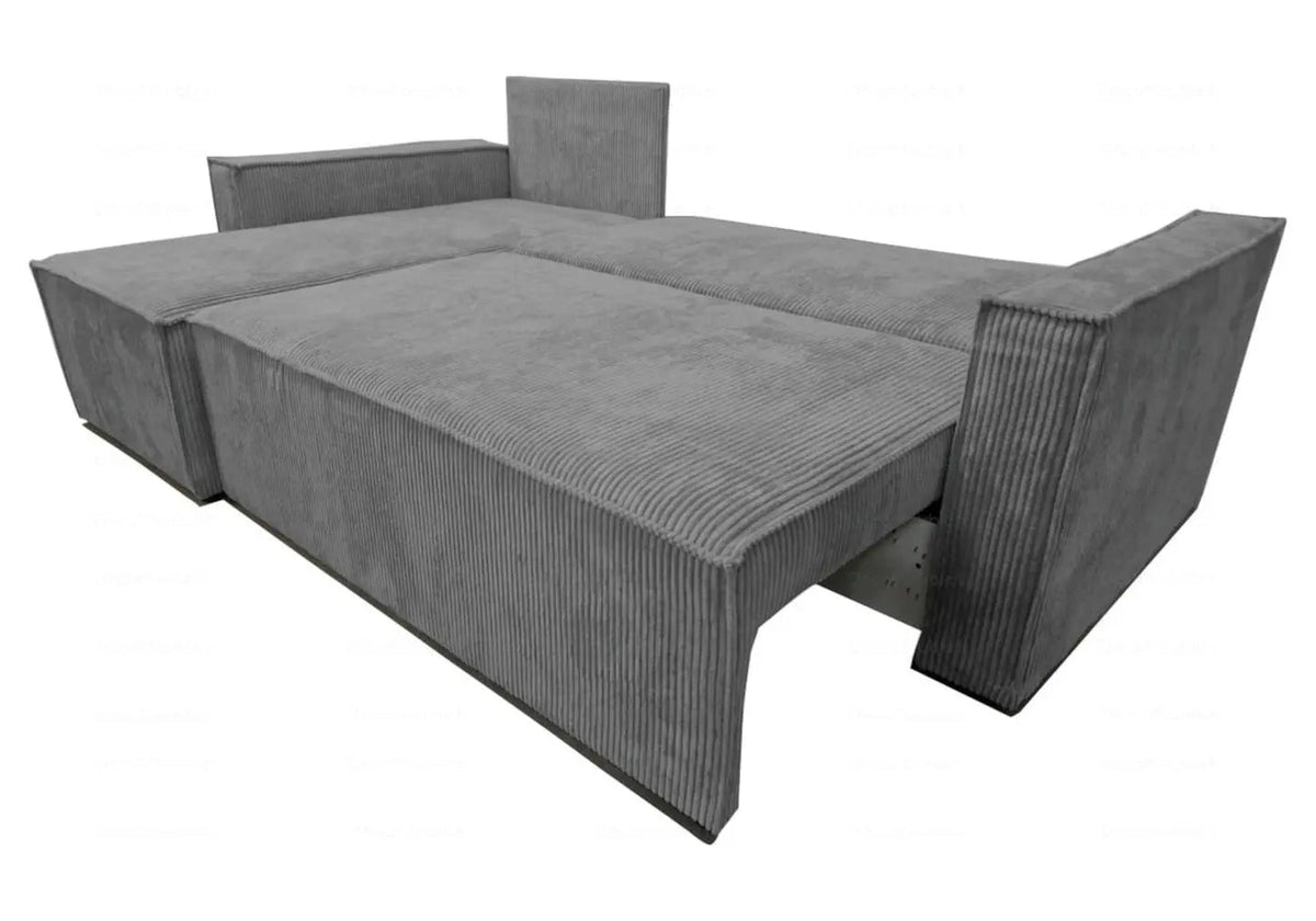 Canapé d'angle moderne velours côtelé gris | Orix