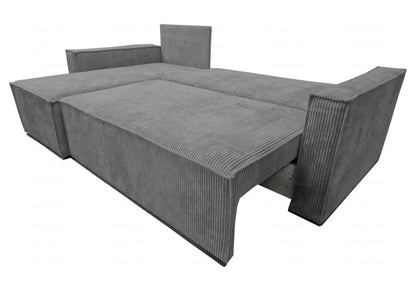 Canapé d'angle moderne velours côtelé gris | Orix
