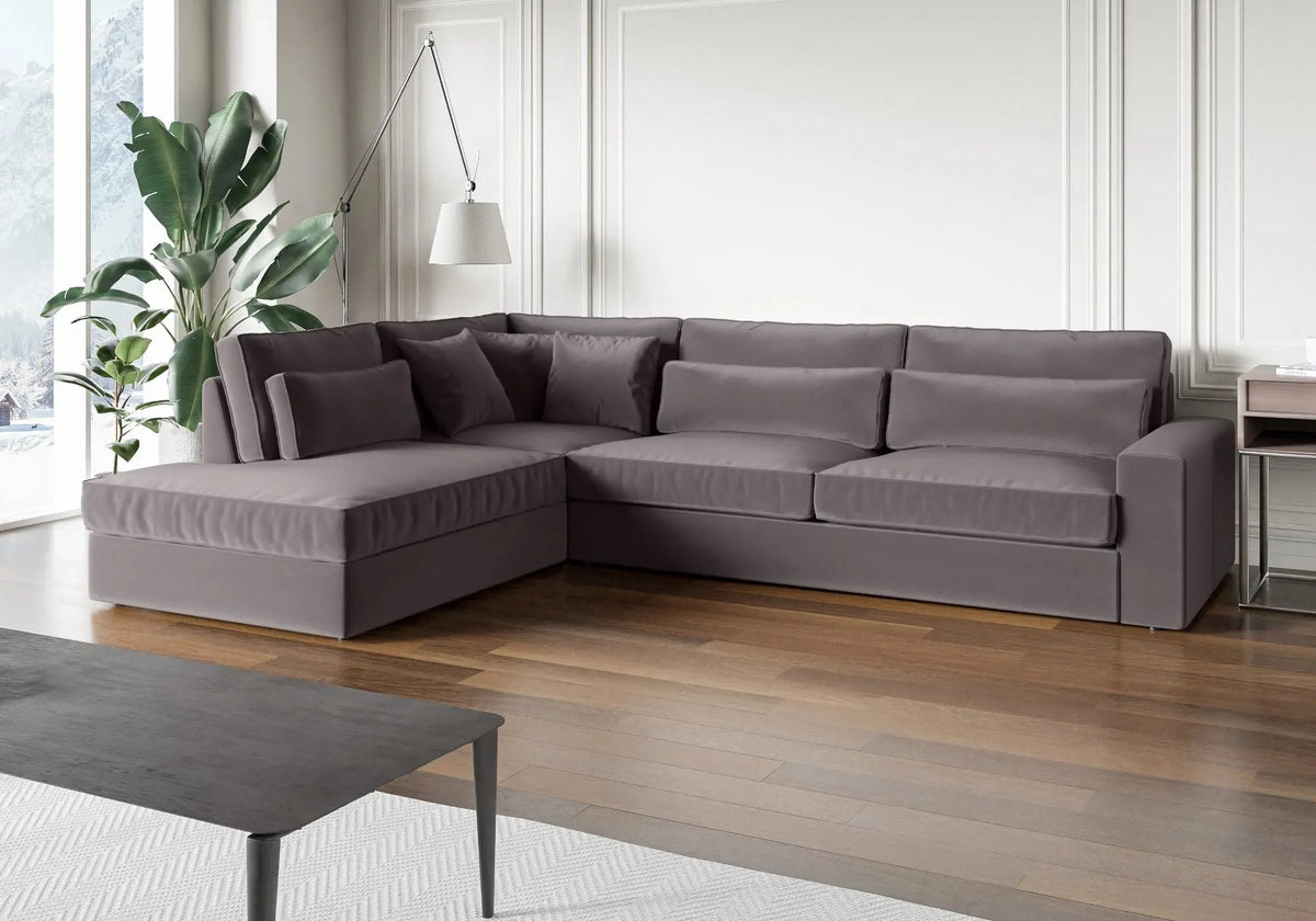 Canapé d'angle de salon en gris réversible | Zylo