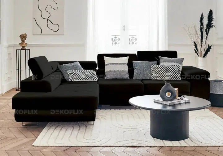 Canapé d'angle moderne en noir 275x205 | Aven