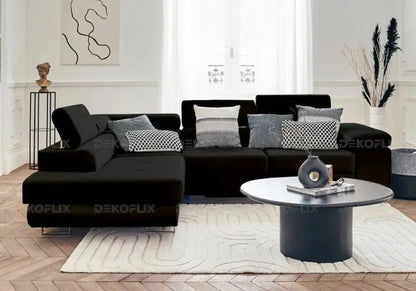 Canapé d'angle moderne en noir 275x205 | Aven