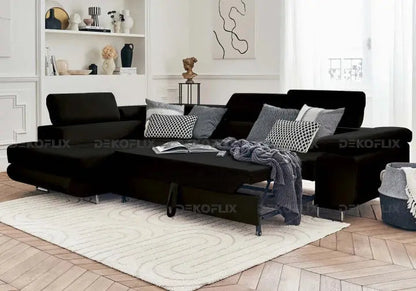 Canapé d'angle moderne en noir 275x205 | Aven