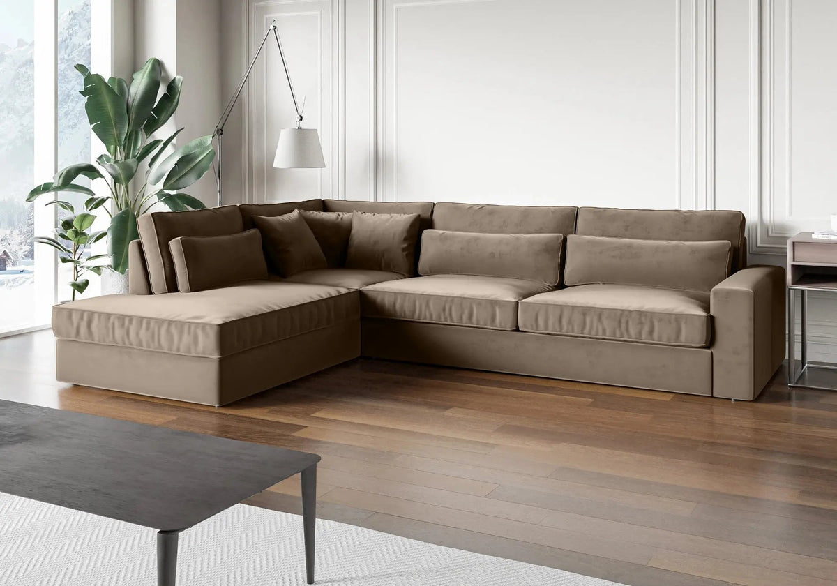 Canapé d'angle en taupe pour le salon | Zylo