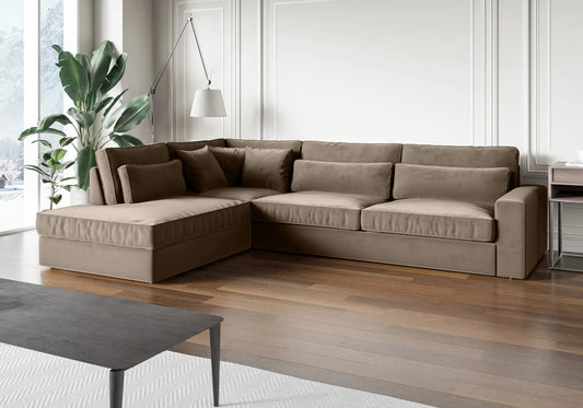 Canapé d'angle en taupe pour le salon | Zylo