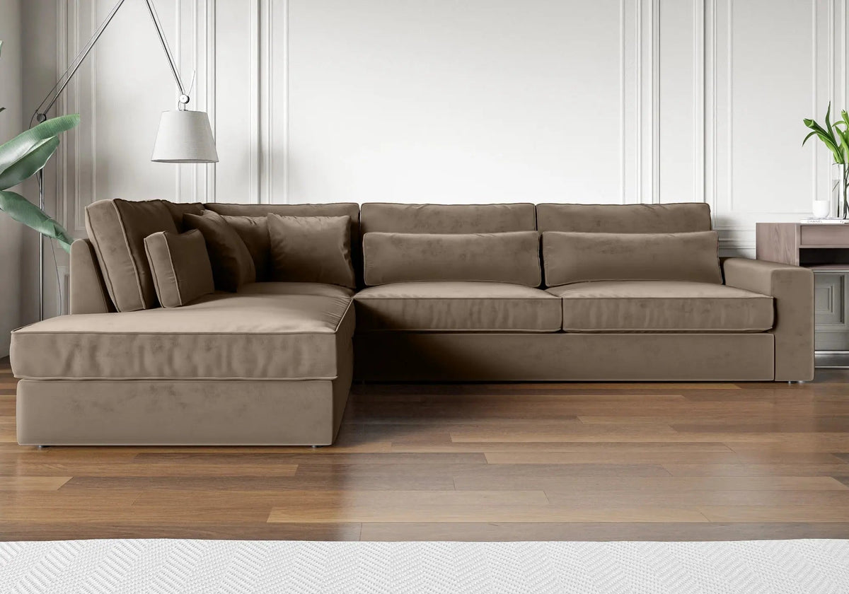 Canapé d'angle en taupe pour le salon | Zylo