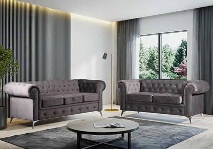 Canapé chesterfield 2 places anthracite | Nexo