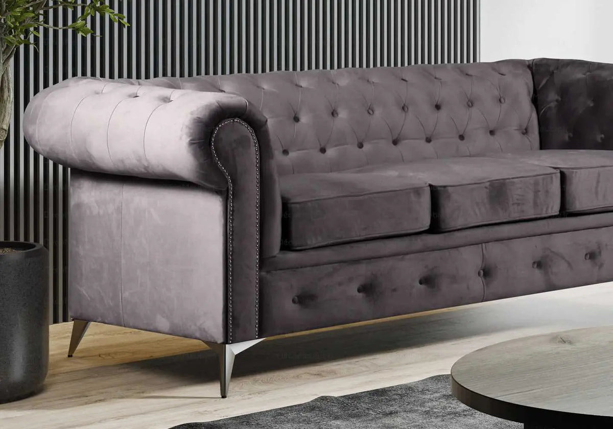 Canapé chesterfield 2 places anthracite | Nexo