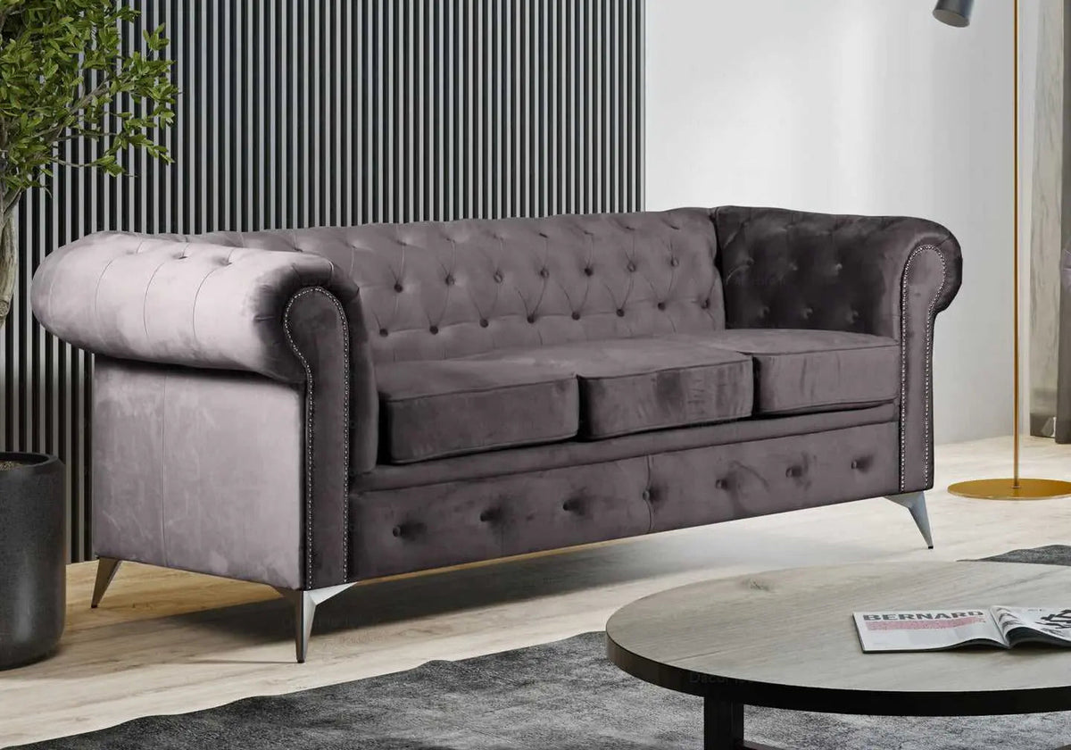 Canapé chesterfield 2 places anthracite | Nexo