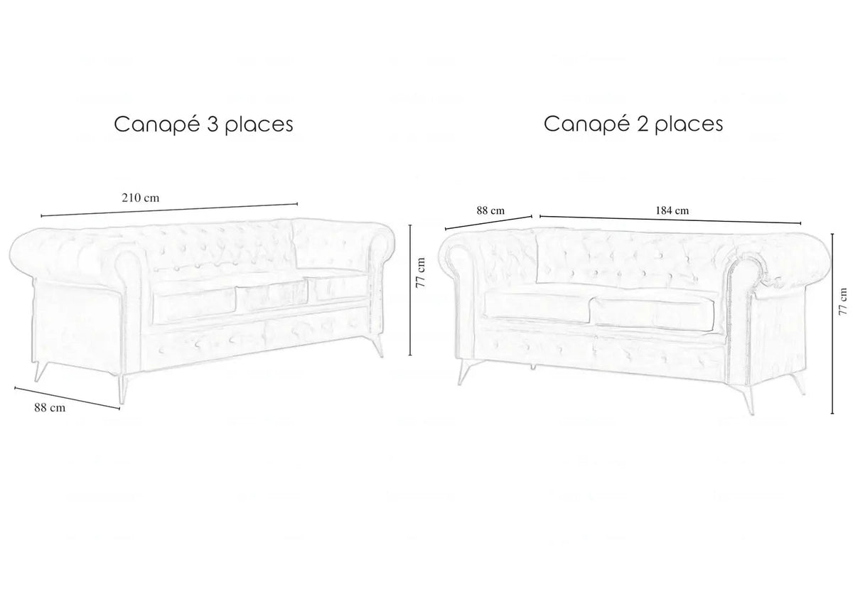 Canapé chesterfield 2 places anthracite | Nexo