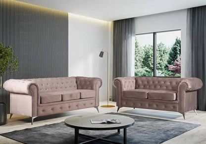 Canapé chesterfield en beige capitonné | Nexo