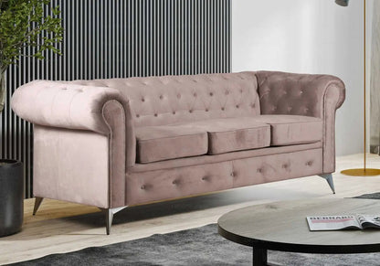 Canapé chesterfield en beige capitonné | Nexo