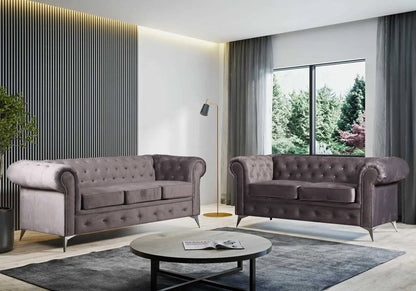 Canapé chesterfield capitonné en gris | Nexo