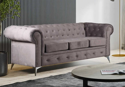 Canapé chesterfield capitonné en gris | Nexo
