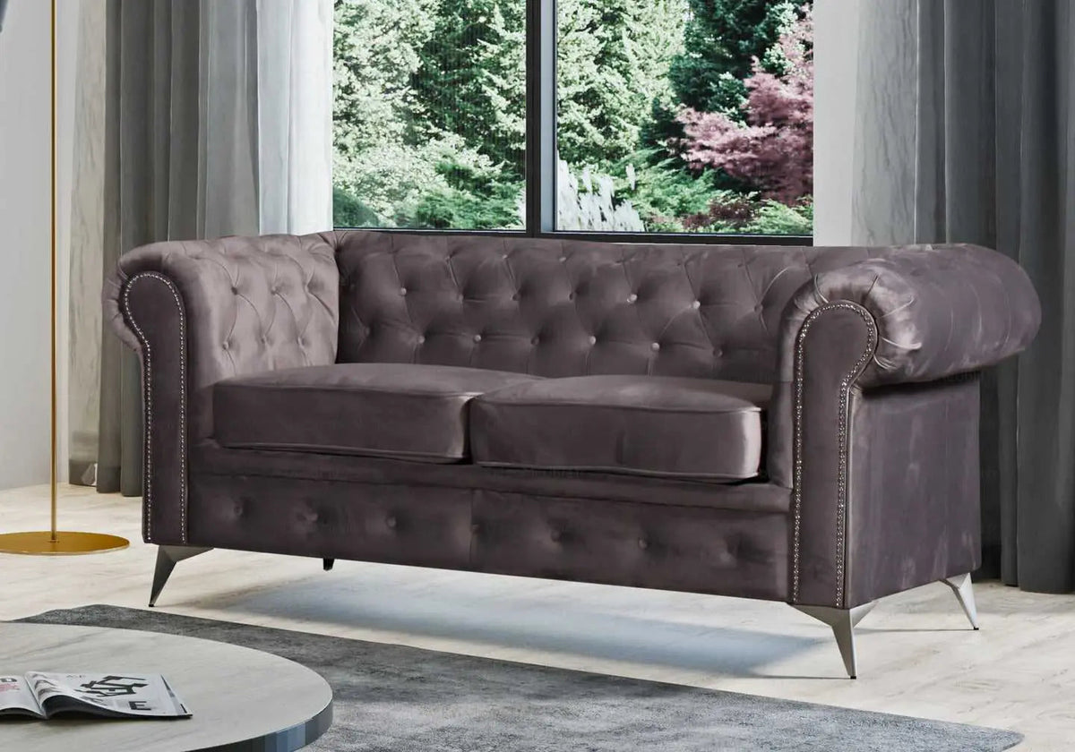 Canapé chesterfield capitonné en gris | Nexo