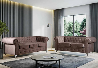 Canapé chesterfield capitonné en moka | Nexo