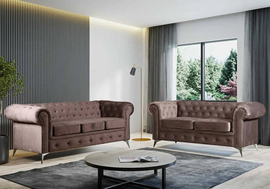 Canapé chesterfield capitonné en moka | Nexo