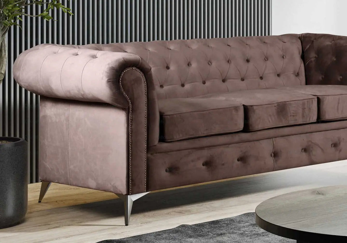 Canapé chesterfield capitonné en moka | Nexo