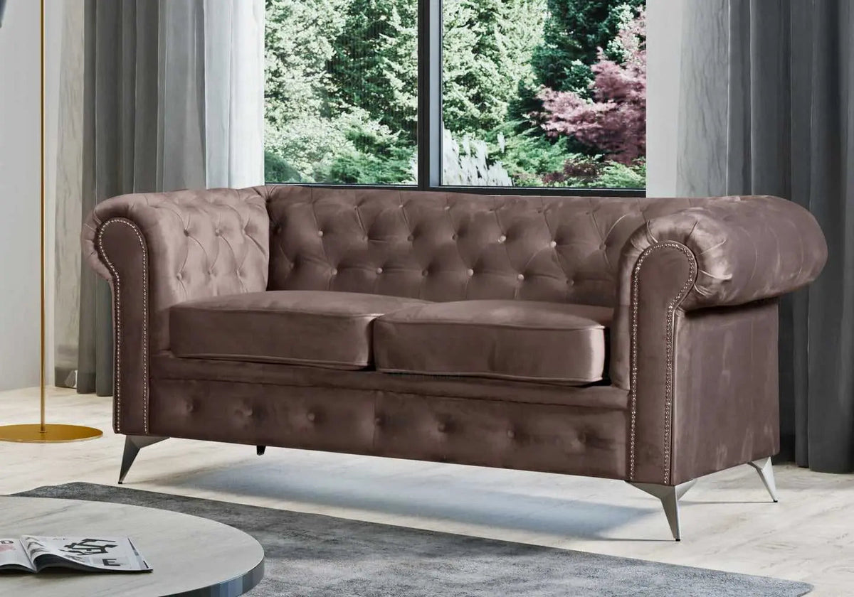 Canapé chesterfield capitonné en moka | Nexo