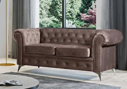 Canapé chesterfield capitonné en moka | Nexo