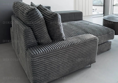Canapé contemporain tissu côtelé anthracite | Tekta